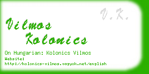 vilmos kolonics business card